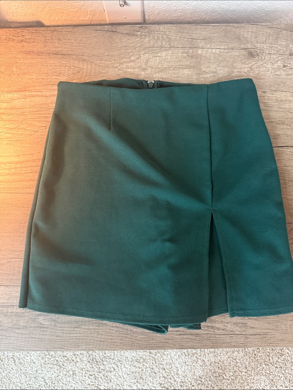 Windsor Dark Green Front-Slit Mini Skirt